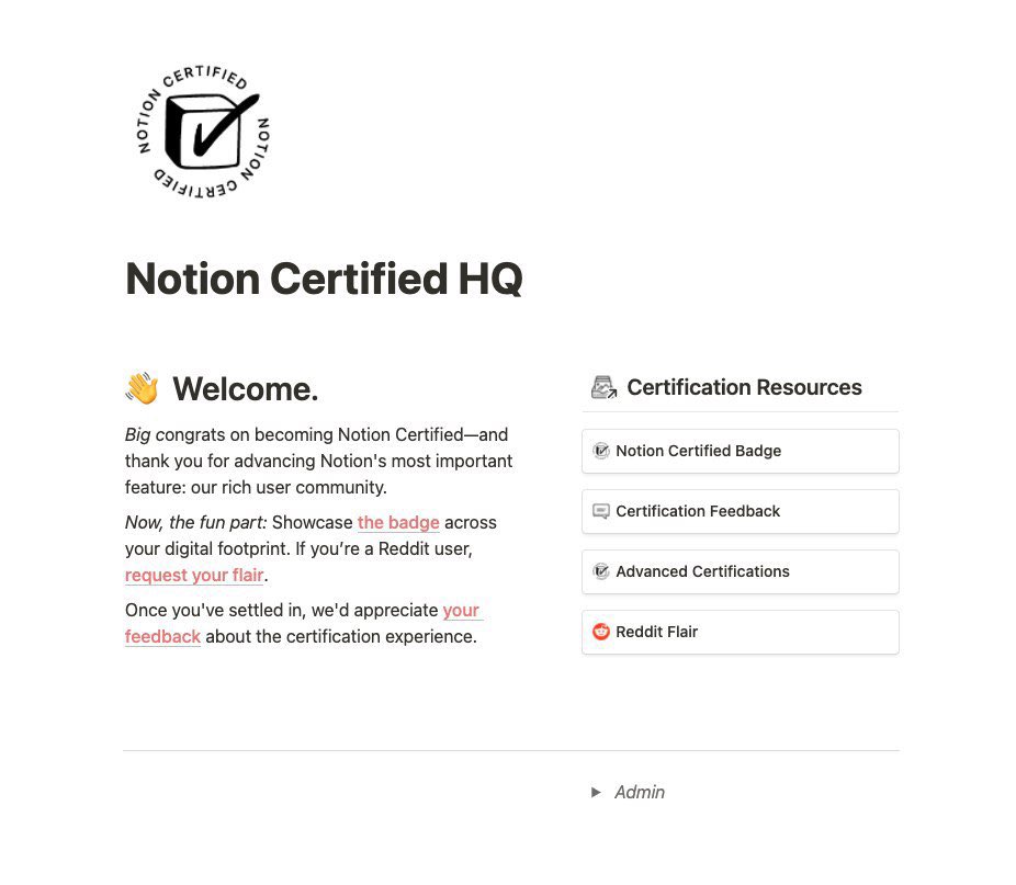I am officially Notion Certified!

A new program by <a href="/NotionHQ/">Notion</a> !
Everyone who are using Notion can apply for this program and get certified!