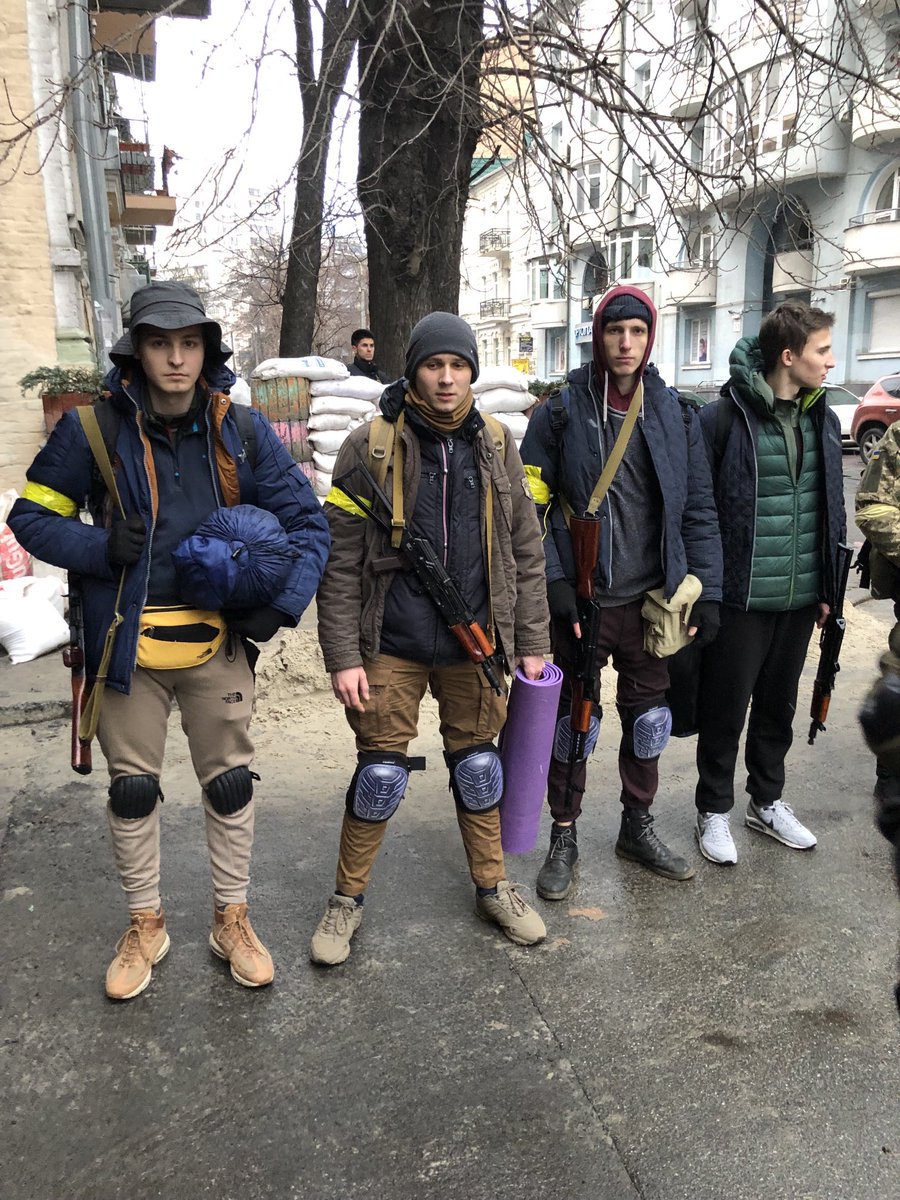 18 year old Ukrainian volunteers off to war in Kyiv. Three days training and they will be on the front line.