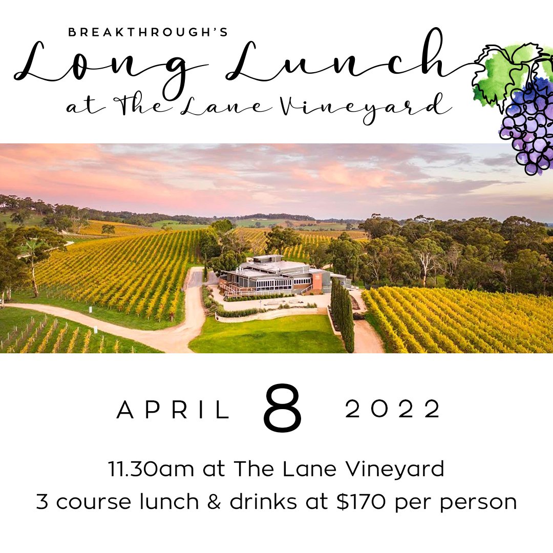 Breakthrough Foundation (@breakthroughmhr) on Twitter photo We invite you to join us for Breakthrough's Long Lunch at <a href="/thelanevineyard/">The Lane Vineyard</a> to raise vital funds for mental health research: bit.ly/3hE6HGk We invite you to join us for Breakthrough's Long Lunch at <a href="/thelanevineyard/">The Lane Vineyard</a> to raise vital funds for mental health research: bit.ly/3hE6HGk