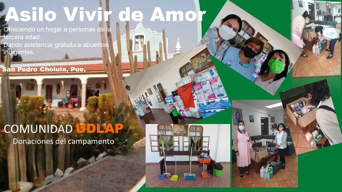 Nos es grato informar que gracias a las donaciones hechas al campamento UDLAP,  fué posible ofrecer un poco de ayuda a:
1. DAP - Donadores Altruistas de Puebla A.C. 
2. Asilo Vivir de Amor. 

De todo corazón!
#UDLAPLiberadaAlFin
<a href="/PadresUdlap/">Padres Udlap</a>
<a href="/FuerzaUdlap/">FuerzaUDLAP</a>
@Nancydelasa
<a href="/monica_rdv/">Mónica Rodríguez Della Vecchia</a>