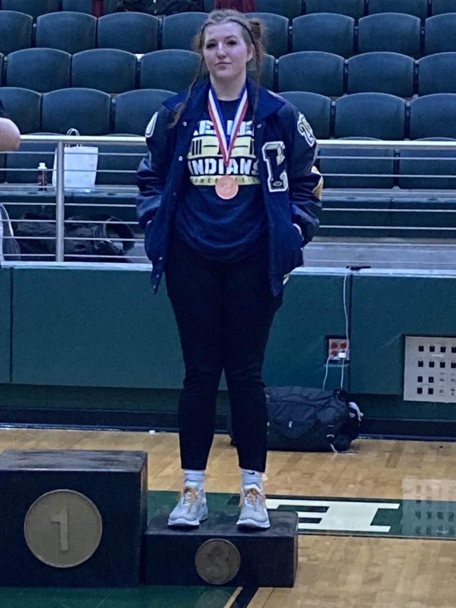 KISDAthletics's tweet photo. Placing 3rd in the 181 lb weight class: Kasey Dunn from @KHSIndianNation, lifting a total of 805 lbs (she’s an alternate for the state meet) https://t.co/YvzN52fa0d