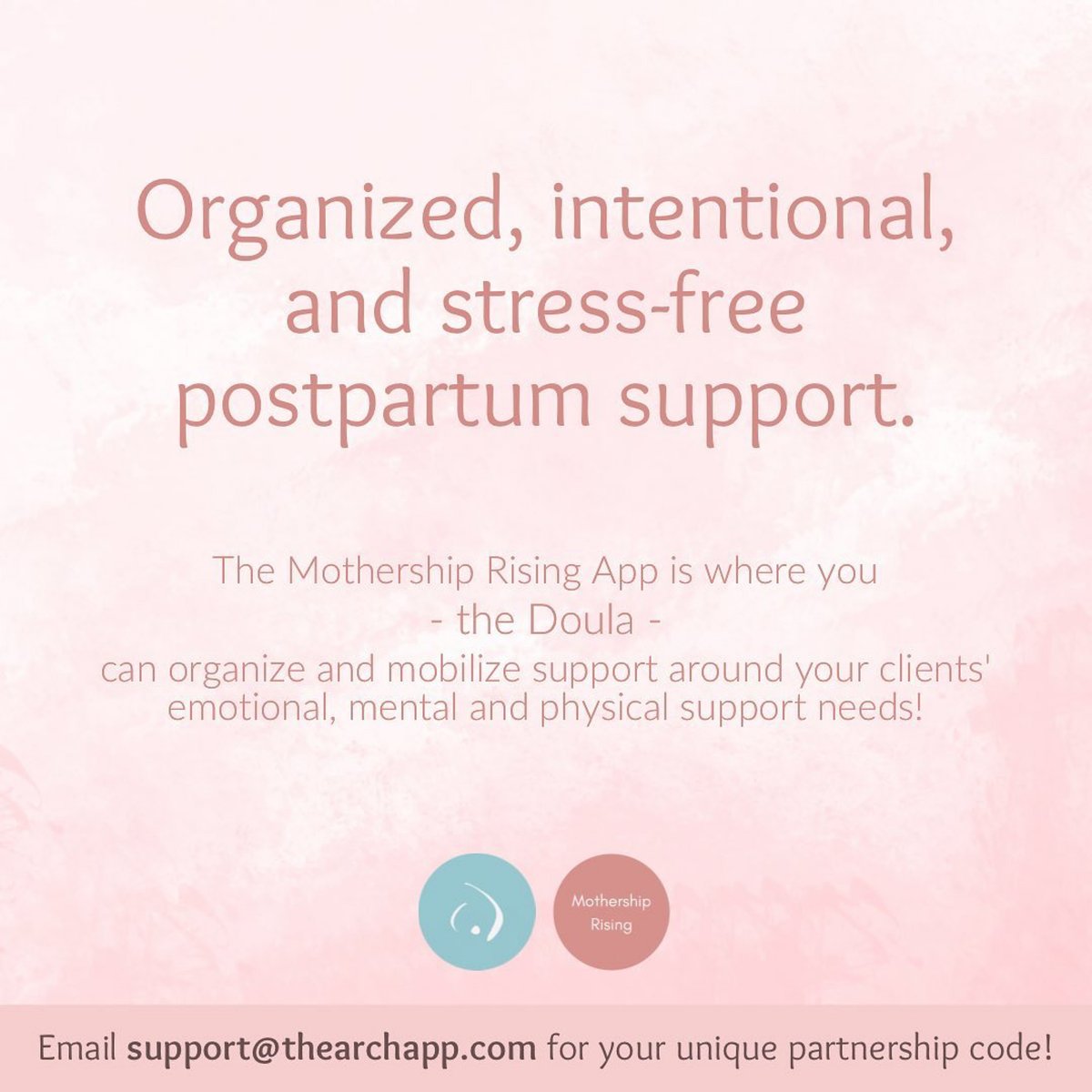 Mothership_App's tweet image. Mothership Rising is very honored to announce our newest partnership with @TheArch_App ! #postpartum #postpartumdoulas #maternalmentalhealth #perinatalmentalhealth #pregnancy #birth