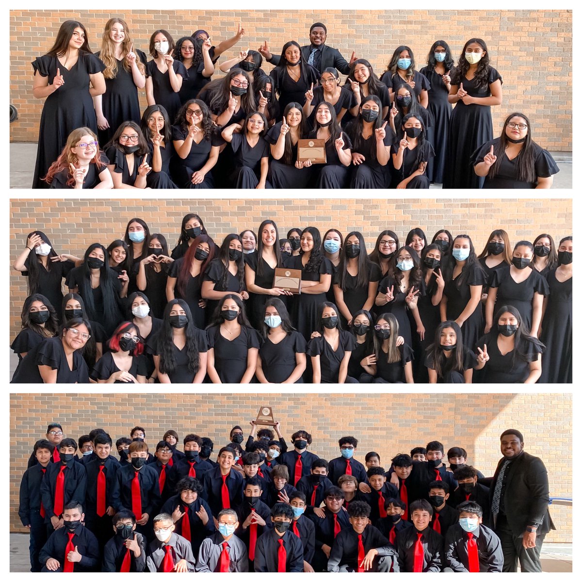 dwp_choirs's tweet image. All 3 of our 7th/8th Grade choirs received a rating of “SUPERIOR” for the concert portion of UIL, both Women’s Choirs received a rating of “EXCELLENT” for the sight reading portion, and Men’s Choir received a SWEEPSTAKES award. We are proud of our Eagle Singers! @MrsCisnerosCFB