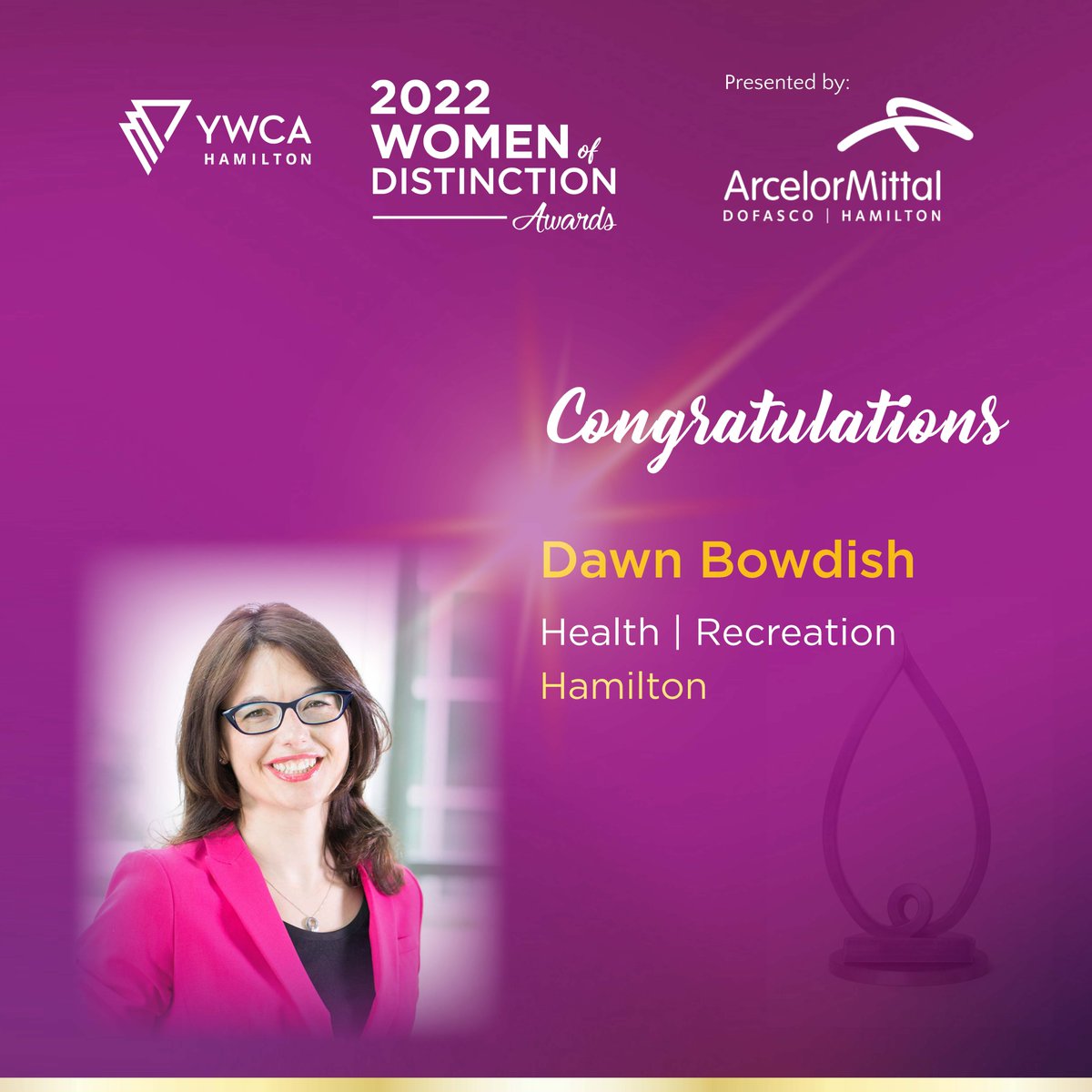 YWCA Hamilton (@ywca_hamilton) on Twitter photo Congratulations to Dawn Bowdish, winner of the 2022 Women of Distinction Award for Health | Recreation for Hamilton, sponsored by <a href="/GreenBenefitsCA/">Green Benefits Group</a> ! #WODHamiltonHalton Congratulations to Dawn Bowdish, winner of the 2022 Women of Distinction Award for Health | Recreation for Hamilton, sponsored by <a href="/GreenBenefitsCA/">Green Benefits Group</a> ! #WODHamiltonHalton