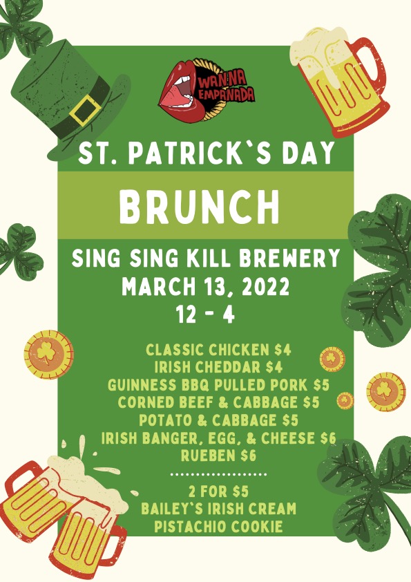 YOU DON'T WANT TO MISS THIS!!! @wannaempanada is catering a St. Paddy's Day brunch at SSKB on Sunday, 03/13, from noon to 4pm. ☘️Classic Irish fare in an unconventional format.🥟 #StPatricksDay #foodtruck #CraftBeer