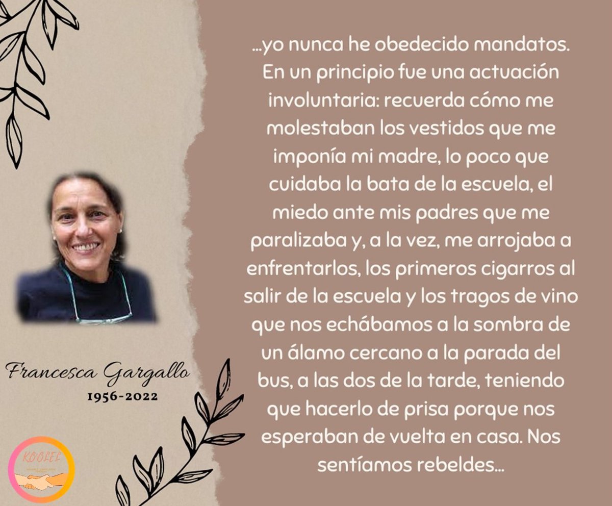 Con la triste noticia que hoy falleció la gran Francesca Gargallo💫. Escritora y feminista autónoma. Honramos su contribución a los estudios feministas desde el Abya Yala💜💜
#FrancescaGargallo