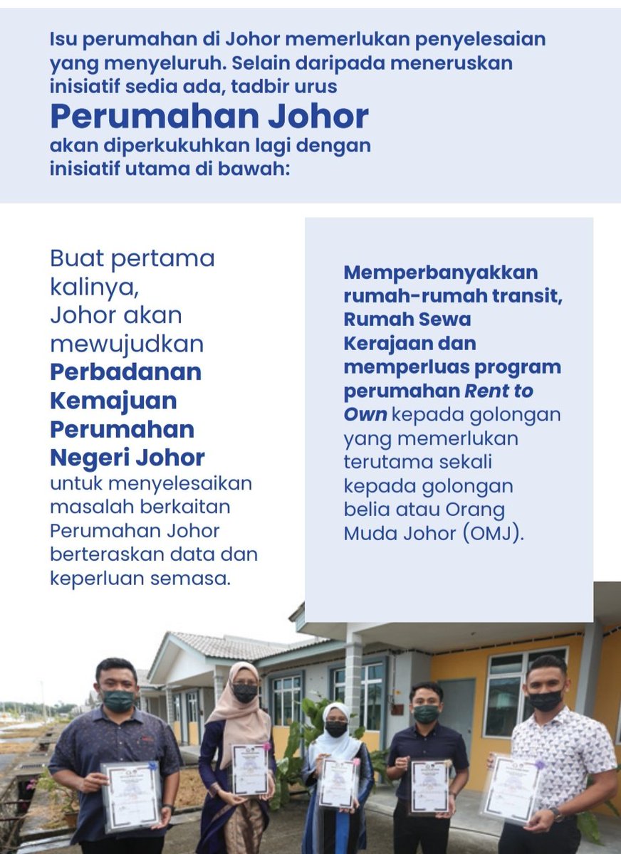 BNYVJOHOR's tweet photo. 6. Selain daripada tadbir urus diperkukuhkan, 2 initiatif ini penting untuk #PerumahanJohor;
a. mewujudkan Perbadanan Kemajuan Perumahan Johor berteraskan data & keperluan semasa
b. Memperbanyakkan rumah transit, Rumah Sewa Kerajaan & memperluas program perumahan #Rent2Own https://t.co/utXEu396bx