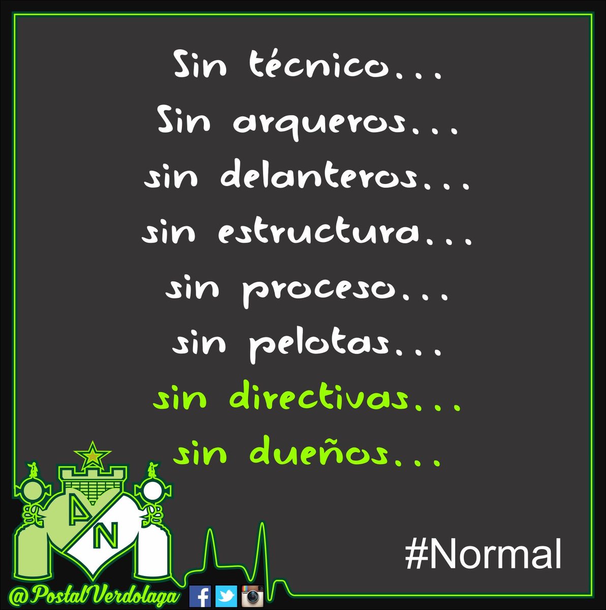 Tooooooodos lo sabíamos... menos los encargados de tomar las decisiones. @nacionaloficial DIRECTIVAS Y DUEÑOS TACAÑOS CON MENTALIDAD dimINUTA. Ya salió Restrepo, ¿y el resto de los responsables para cuándo? #PostalVerdolaga #AtléticoNacional