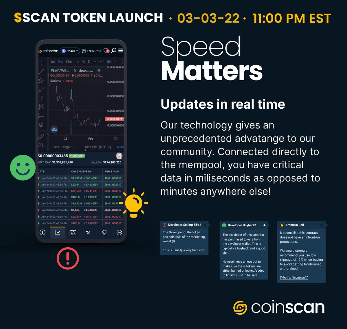 KeyMaker_Crypto's tweet photo. Getting tired of downloading easy browser refresh for @DEXToolsApp or maybe bored of @CoinMarketCap and its dull looks and slow UI then make sure you check out @CoinScanDeFi you wont miss a beat! Launching in 1hr 10mins get there early 👉 https://t.co/7ikgYbm0TP #1000xgem #ETH https://t.co/mYJobxhkNc