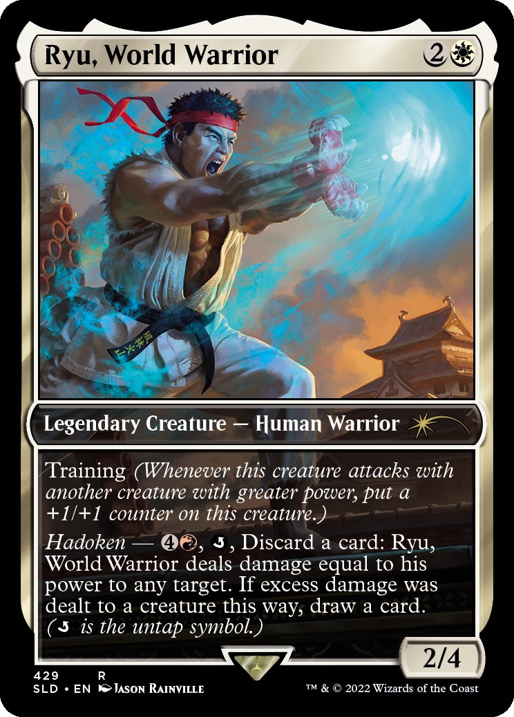 MtG Ryu's Hadoken ability uses the Untap symbol because it looks like the  236/quarter circle forward input, doesn't it?