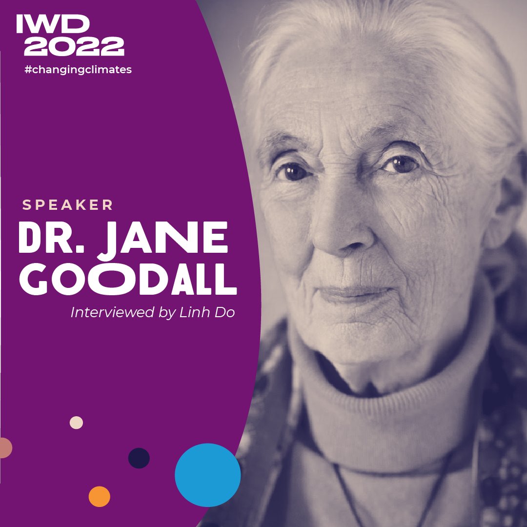 Up next: 

Dr Jane Goodall <a href="/janegoodallau/">Jane Goodall Institute Australia</a> interviewed by Linh Do <a href="/lmdo/">Linh Do</a> 

#IWD2022 #ChangingClimates #GenderEquality #Sustainability #Future
