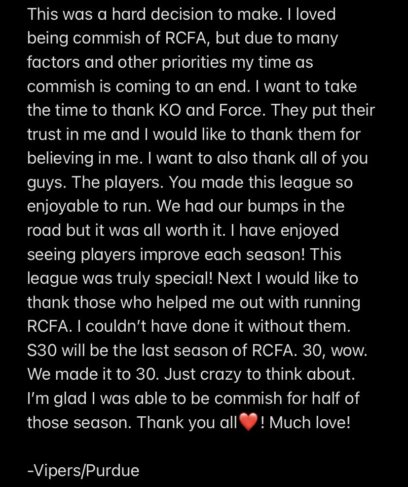 CollegeRetro's tweet image. Hey Coaches! Just a quick announcement. I appreciate each and every single one of you guys! Thank you all for making RCFA one of the best leagues ever! Much love❤️