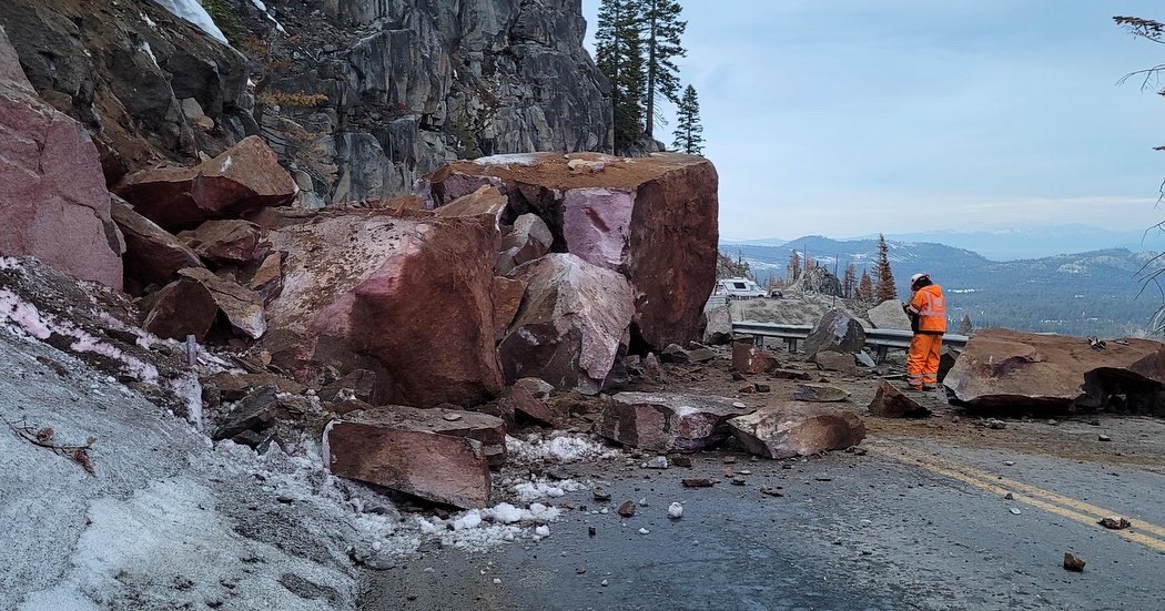 CHPSouthLake's tweet image. Boulder blocking US-50

Cabin-sized rock at Echo Summit blocking E/B and W/B US 50. Road will be closed through the night. Find alternative routes for morning commute. No ETO (Estimated Time of Opening)