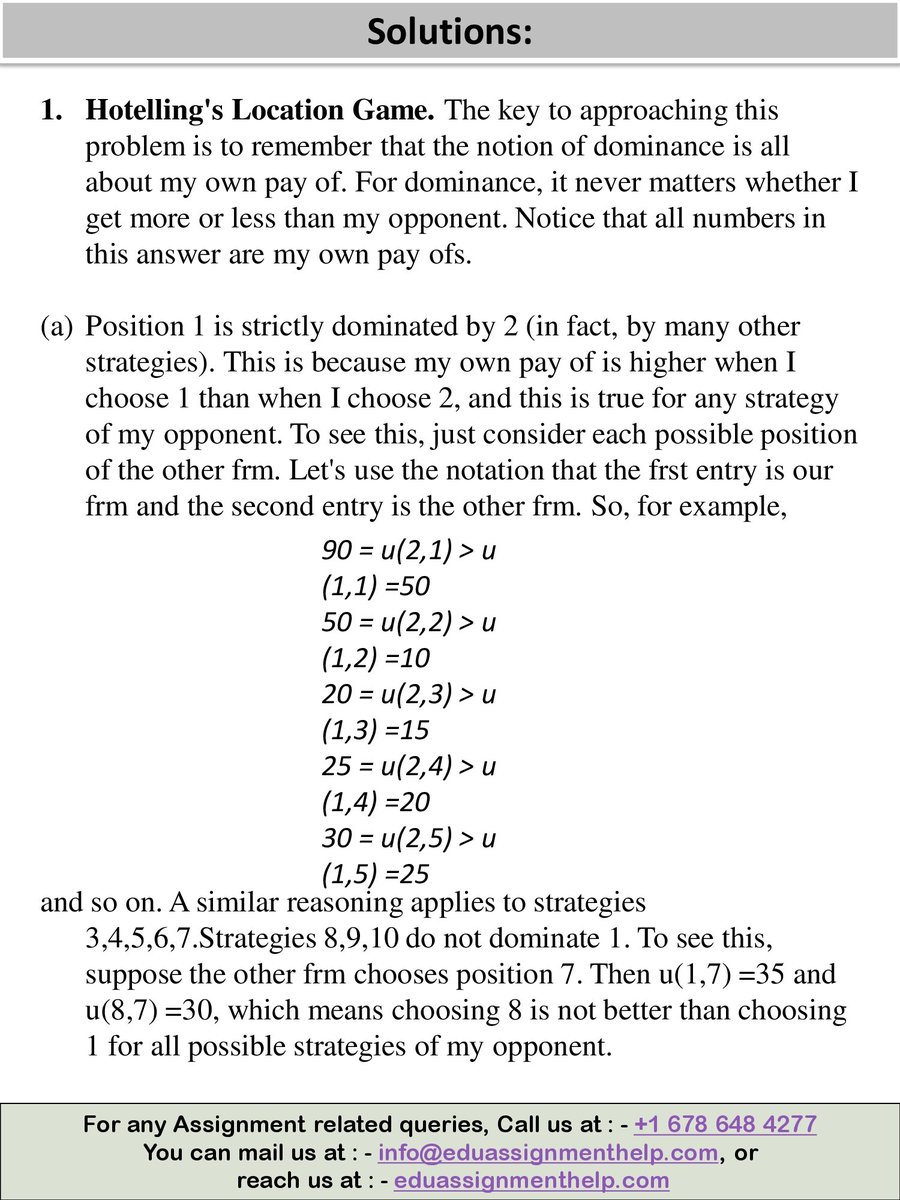 Edu_Assignment's tweet image. I am Green J. I am a Game Theory Assignment Expert at eduassignmenthelp.com. I have been helping students with their assignments for the past 11 years. I solve assignments related to Game Theory. To see the full assignment visit flic.kr/s/aHBqjzEuZG
#gametheoryassignmenthelp