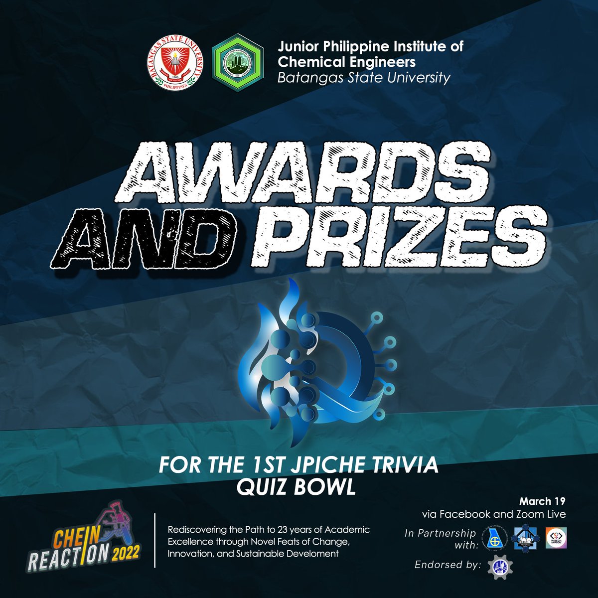 jpichebatstateu's tweet photo. Buckle up as the battle of young and innovative minds across Region IV-A and IV-B begins!
 
Are you ready to be on top in this year’s 1st ever JPIChE Trivia Quiz Bowl? Prepare yourselves and get the victory together with our most anticipated prizes! https://t.co/j64KYOxImN