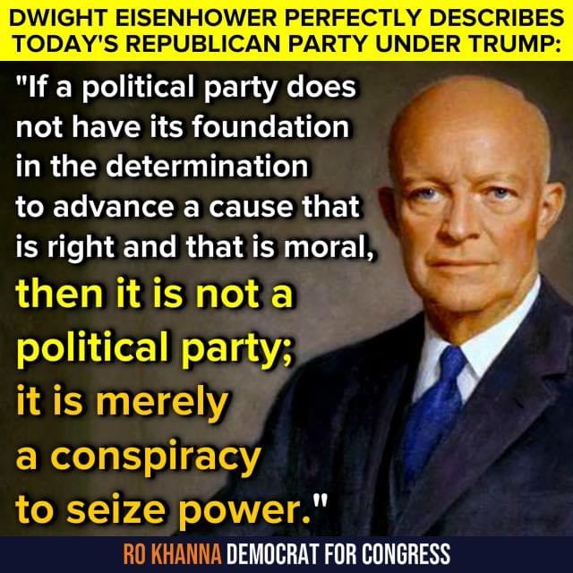 President Eisenhower said this in 1956, yet it describes today's Republican Party PERFECTLY.