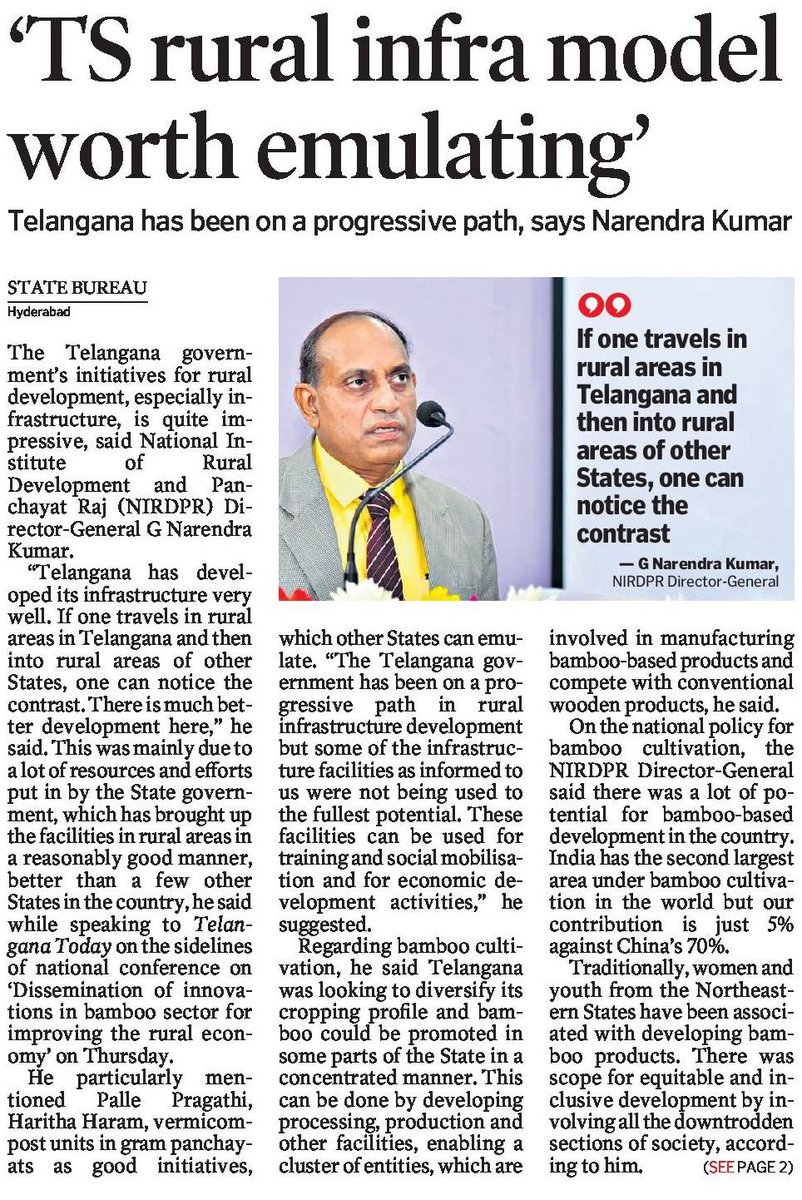 BRS_Adilabad's tweet photo. #Telangana 's rural development receives applause from @NIRDPR_India
Telangana Govt has been lauded for its consistent efforts behind the change
#VisionKTR #WithKCR https://t.co/keyP6Takmz
