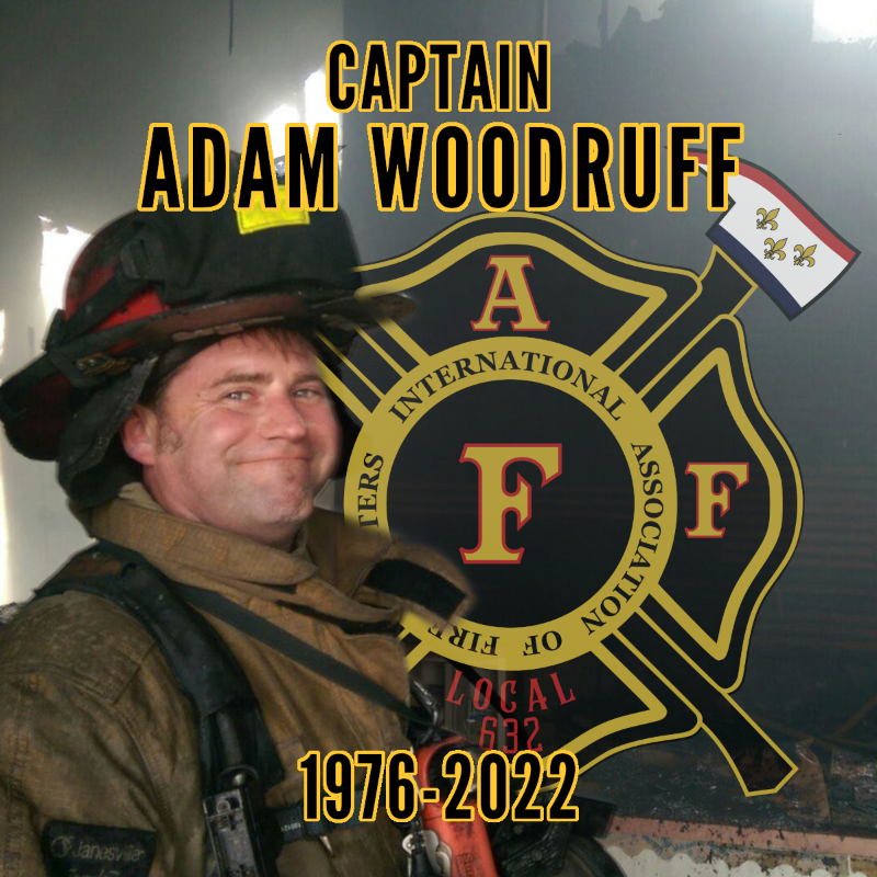 IAFF632's tweet photo. We mourn the loss of Captain Adam Woodruff. Rest now brother, we'll take it from here.
#nolafirefighters #neworleansfirefighters #iaff632 #noffa #iaff #nolafire #firefighter #unionfirefighters #cityofyes https://t.co/iReTnIJ8ZT