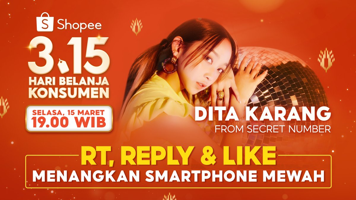 Sobat Shopee &amp; LOCKEY! Menyambut Dita Karang di Shopee Hari Belanja Konsumen TV Show, mimin mau GIVEAWAY Samsung S21 Ultra! 🧡✨ Caranya:

1. FOLLOW <a href="/ShopeeID/">Shopee Indonesia</a> 
2. RT &amp; LIKE tweet ini
3. REPLY #DitaSecretNumberdiShopee #NantikanTVShow315 #SiapNontonDitaKarang maks.10x aja!