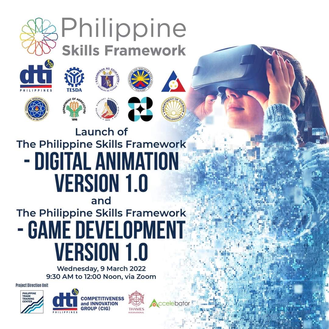 CreatePHILS's tweet photo. Join the launch of the Philippine Skills Framework for Digital #Animation and #GameDevelopment this March 9, 2022 from 9am-12nn.
This launch signifies our commitment to upskill and reskill our Filipino workforce. #TrainingForNationBuilding
REGISTRATION: https://t.co/ZGx6xpjkqB https://t.co/GFjDHMZNfE