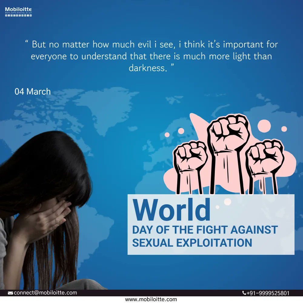Mobiloitte's tweet photo. World Day of Fight Against Sexual Exploitation!
"Our Lives Begin To End The Day We Become Silent About Things That Matter."
#world_day_of_fight_against_sexual_exploitation #sexual_exploitation #harrashment https://t.co/rp1ttVSSnK