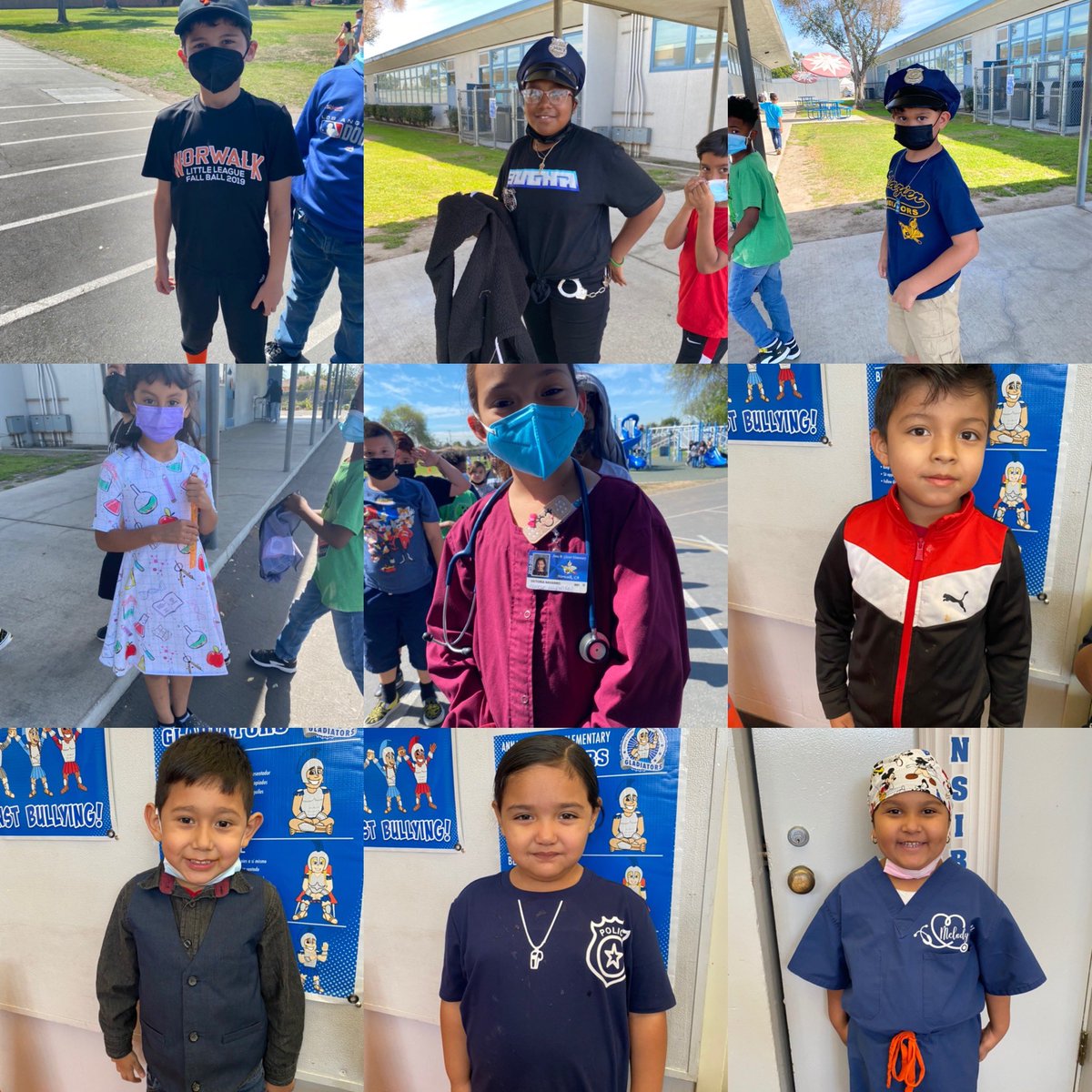 MVonetta's tweet photo. Oh, the Places You’ll Go! Gladiators dressed up to show their future selves. #nlmusd #glazier #ReadAcrossAmerica https://t.co/CJyVP8hGcu