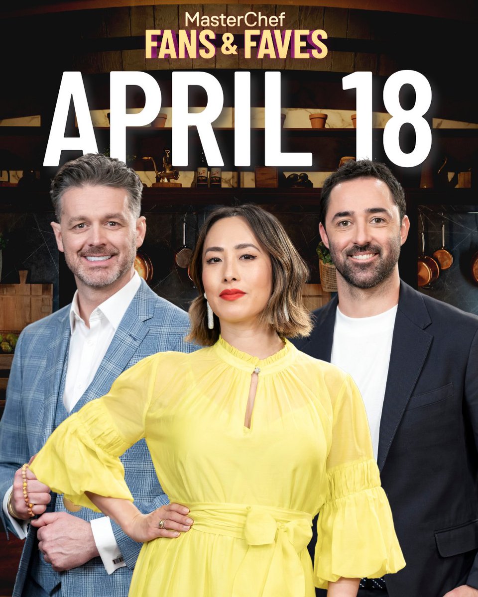 🎉 It's the date you've all been waiting for... 

#MasterChefAU: Fans &amp; Favourites starts Monday April 18 on <a href="/Channel10AU/">Channel 10</a>!