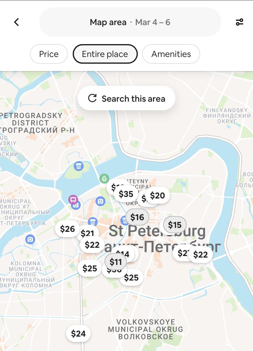 ItsBrettPo's tweet image. Prior to this announcement, Airbnb’s nightly rental prices in Russia’s two biggest cities were historically low