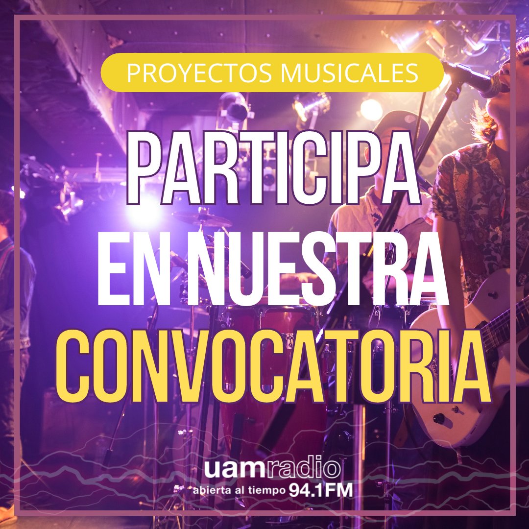 uamradiofm's tweet photo. ¡No dejes pasar esta gran oportunidad! UAM Radio tiene un espacio para las bandas independientes. Consulta la Convocatoria en https://t.co/3KhuWdon9s 
¡Participa! 
#UAMRadio #proyectosmusicales #musica #músicaindependiente https://t.co/y0o7QXy13h
