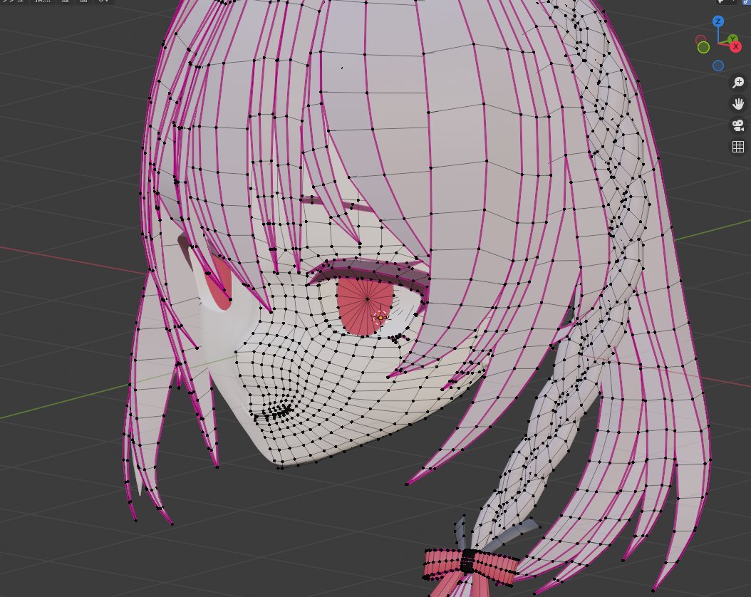 顔と前髪 サブディビジョンサーフェス適用ボタン押す前からこれなのでまじで怖い い 七彩まだにのイラスト