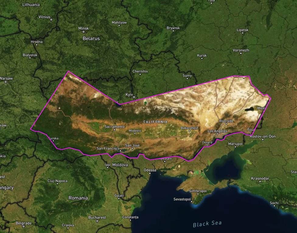 mappingmashups's tweet photo. Size of California compared to Ukraine #scaleatron https://t.co/QEiDBeW8bZ https://t.co/eI6pcmUUxW