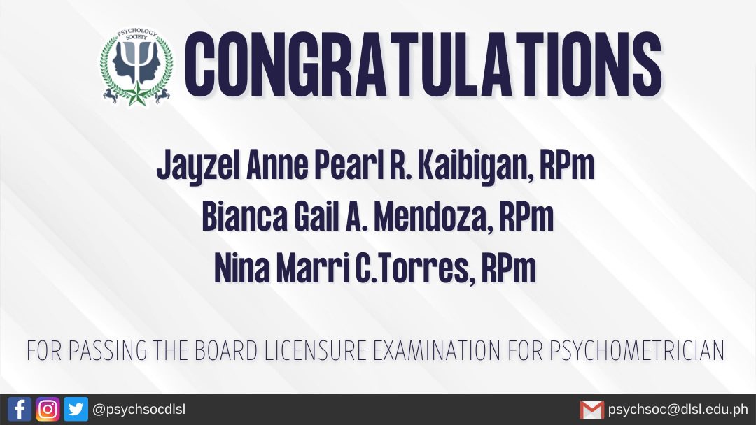 psychsocdlsl's tweet photo. PASSION. SERVICE. PURPOSE. 🦋

Last FEBRUARY 22, 2022, the results for the BLEPP 2022 have finally been released! 

CONGRATULATIONS to the newly registered PSYCHOLOGISTS and PSYCHOMETRICIANS! 🎉

#BLEPP2022 #AnimoPSYCH 
#LaPSYCHyanos #METAMORPHOS18 https://t.co/scnQnYWtA9