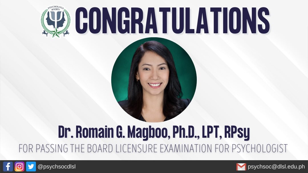 psychsocdlsl's tweet photo. PASSION. SERVICE. PURPOSE. 🦋

Last FEBRUARY 22, 2022, the results for the BLEPP 2022 have finally been released! 

CONGRATULATIONS to the newly registered PSYCHOLOGISTS and PSYCHOMETRICIANS! 🎉

#BLEPP2022 #AnimoPSYCH 
#LaPSYCHyanos #METAMORPHOS18 https://t.co/scnQnYWtA9