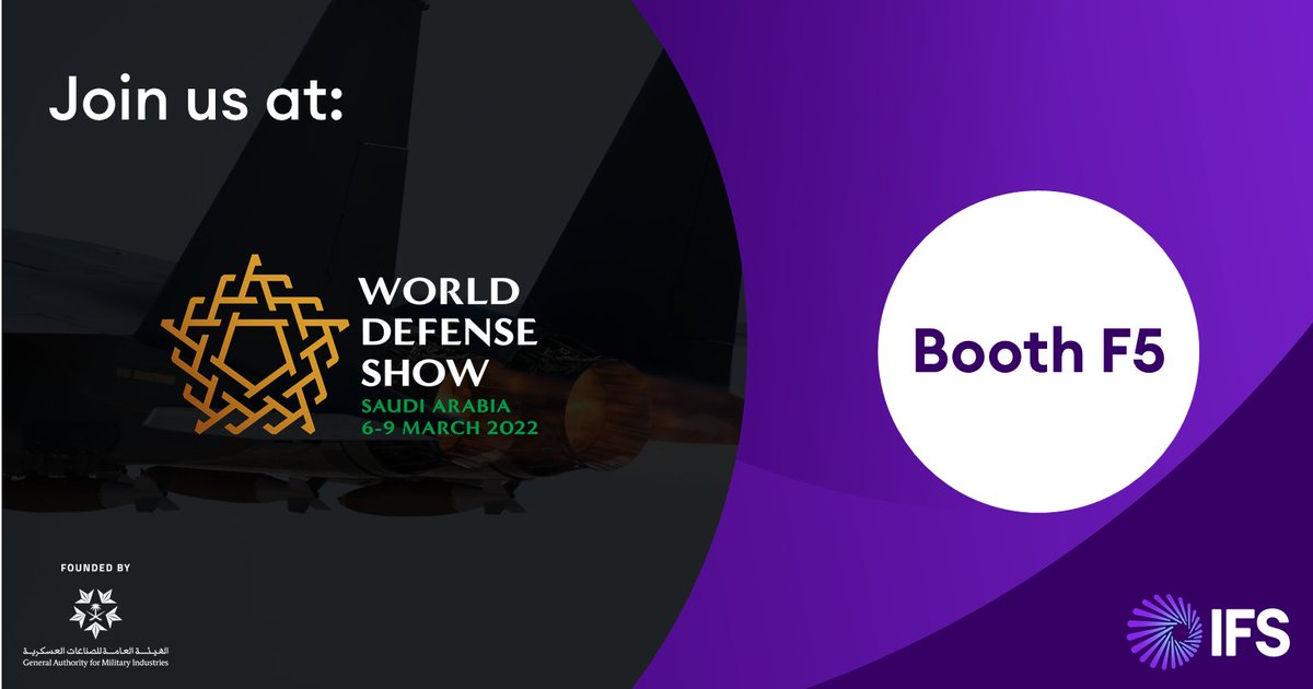 IFSMiddleEast's tweet photo. Less than a week to go until we meet our customers and prospects at the World Defense Show in Saudi Arabia. Join us at our booth and immerse yourself in the next generation of defense solutions.​

Register here: https://t.co/NaMNpQ8Q2b
​
#WDS2022 #AerospaceandDefense https://t.co/bIEpTaZInV
