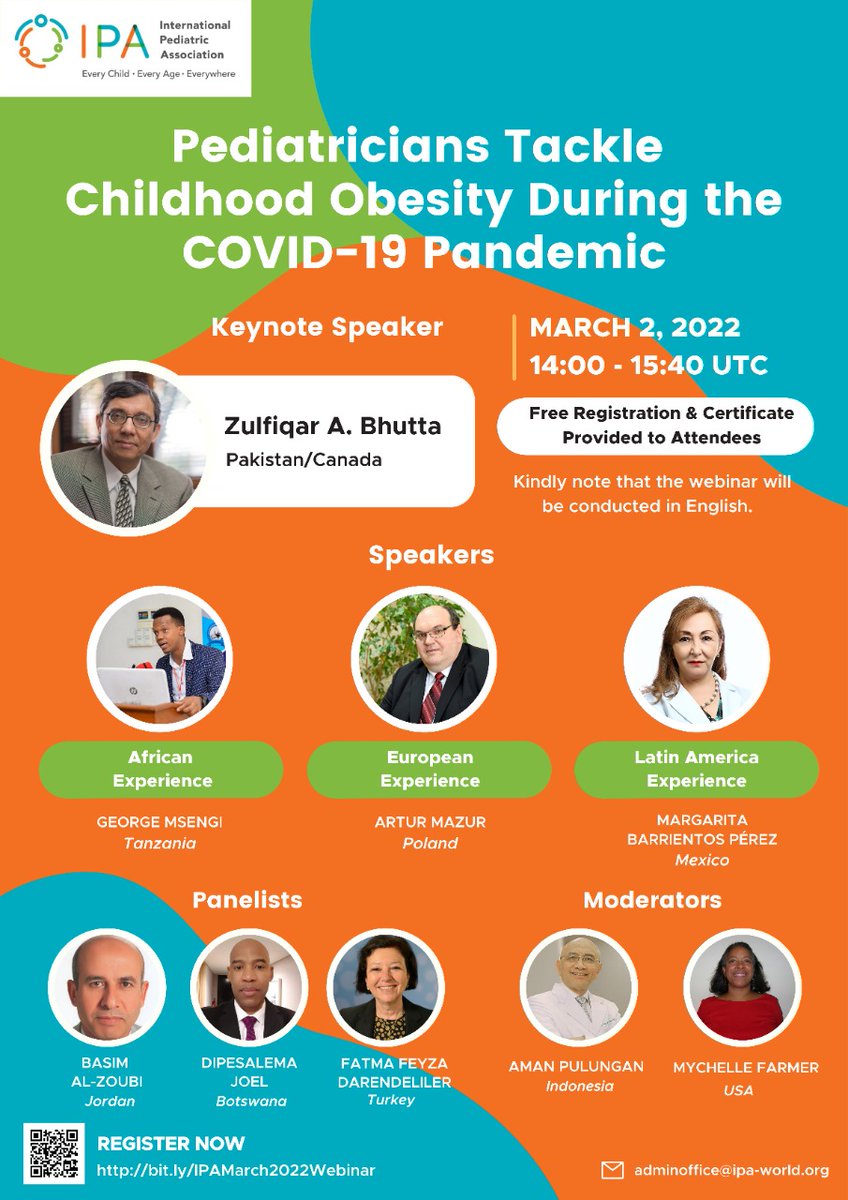 Hurry Up !! <a href="/IPAWorldorg/">International Pediatric Association</a>  invites you to join the international #webinar: "#Pediatricians Tackle #Childhood #Obesity During the #COVID19 #pandemic 

📌Date: Wednesday, 2 March 2022
📌Time: 14:00-15:40 UTC

Register Now  bit.ly/IPAMarch2022We…

 #childhoodobesity #WorldObesityDay