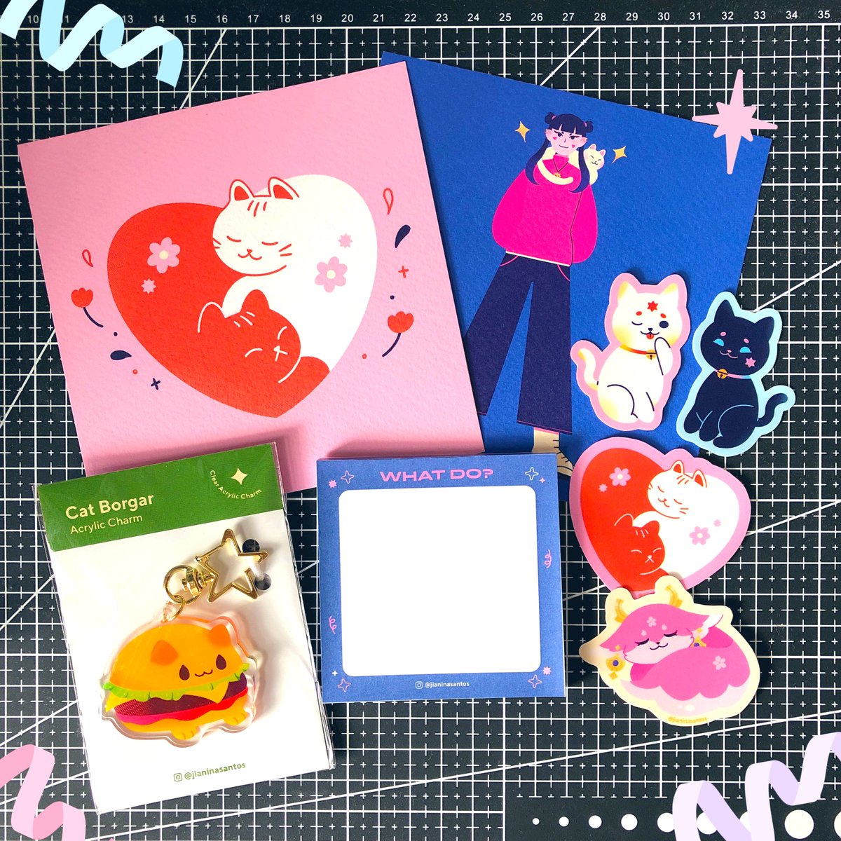 jianinasantos's tweet photo. Sneak peak of new things for the 3.3 Shop update! ✨ 

#merch #merchupdate #stickers #acryliccharms #stationary https://t.co/iIggsLC4GU