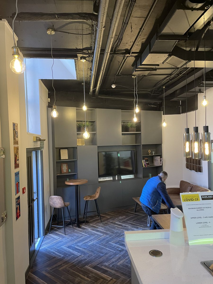 Acrobatirl's tweet photo. Installing new LED lights in a office canteen area in Rathmines D.6 #sparkss https://t.co/20LTqVp4hC