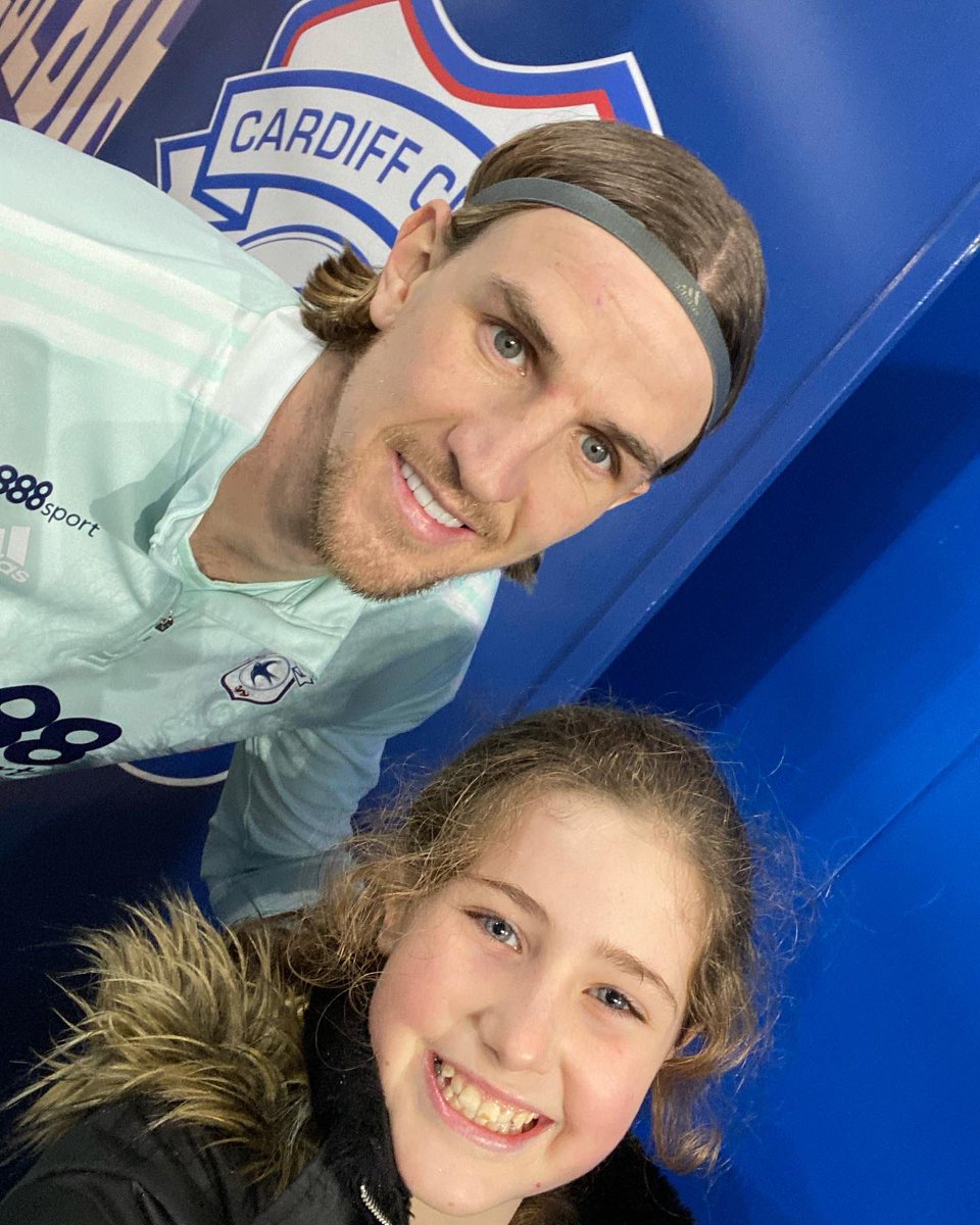 adrianjcoles's tweet photo. They say never meet your hero’s!  Rubbish!  Last night Lucie was a mascot for @cardiffcityfc meeting some of her favourite players, bagging #PerryNG shirt after the game.  Thanks also to @AFlint4 @sparkyharris11 &amp; @JordanHugill . #Bluebirds #CityAsOne #OurClubChangesLives https://t.co/v3V0TC7f7O
