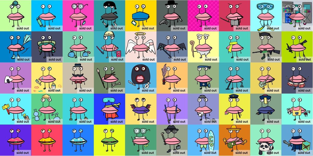 お昼だよー✋👄🤚✨

全50作品の状況をまとめてみました‼️

お陰様で47作品旅立っておりリップエイリアンのお迎え待ちは残り👇の3作品のみとなりました🙇‍♂️

42👄イエローモンスター
43👄ブルーモンスター
44👄グリーンモンスター

👀
👄🤚✨ぜひご覧ください
opensea.io/collection/lip…