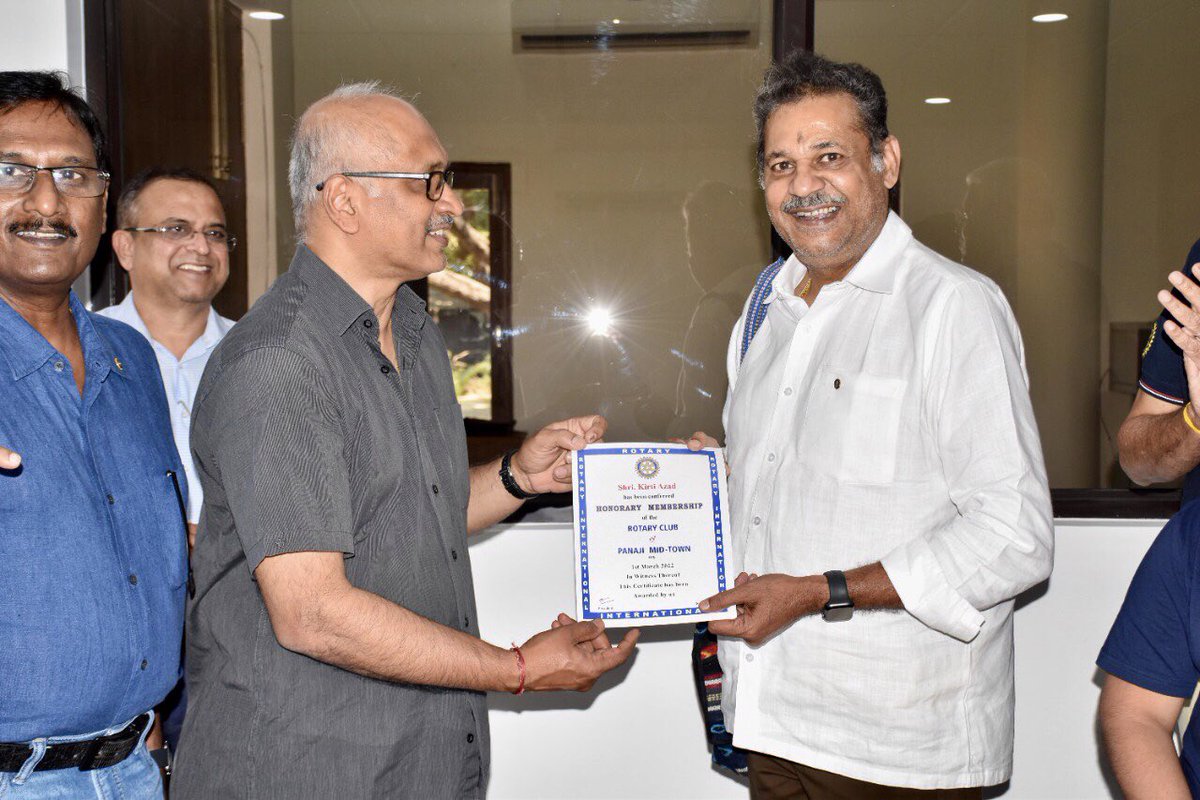 RCPanajiMT's tweet photo. Former Indian Cricketer Shri @KirtiAzaad was conferred on Honorary Membership of our Club on 1st March at Panjim Gymkhana  @rotary_india https://t.co/4tTcm7AZDL