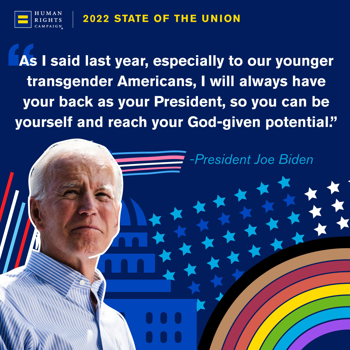 HRC's tweet photo. You heard it firsthand from @POTUS tonight during the #SOTU: we must #ProtectTransKids. https://t.co/nMGT51JUD0