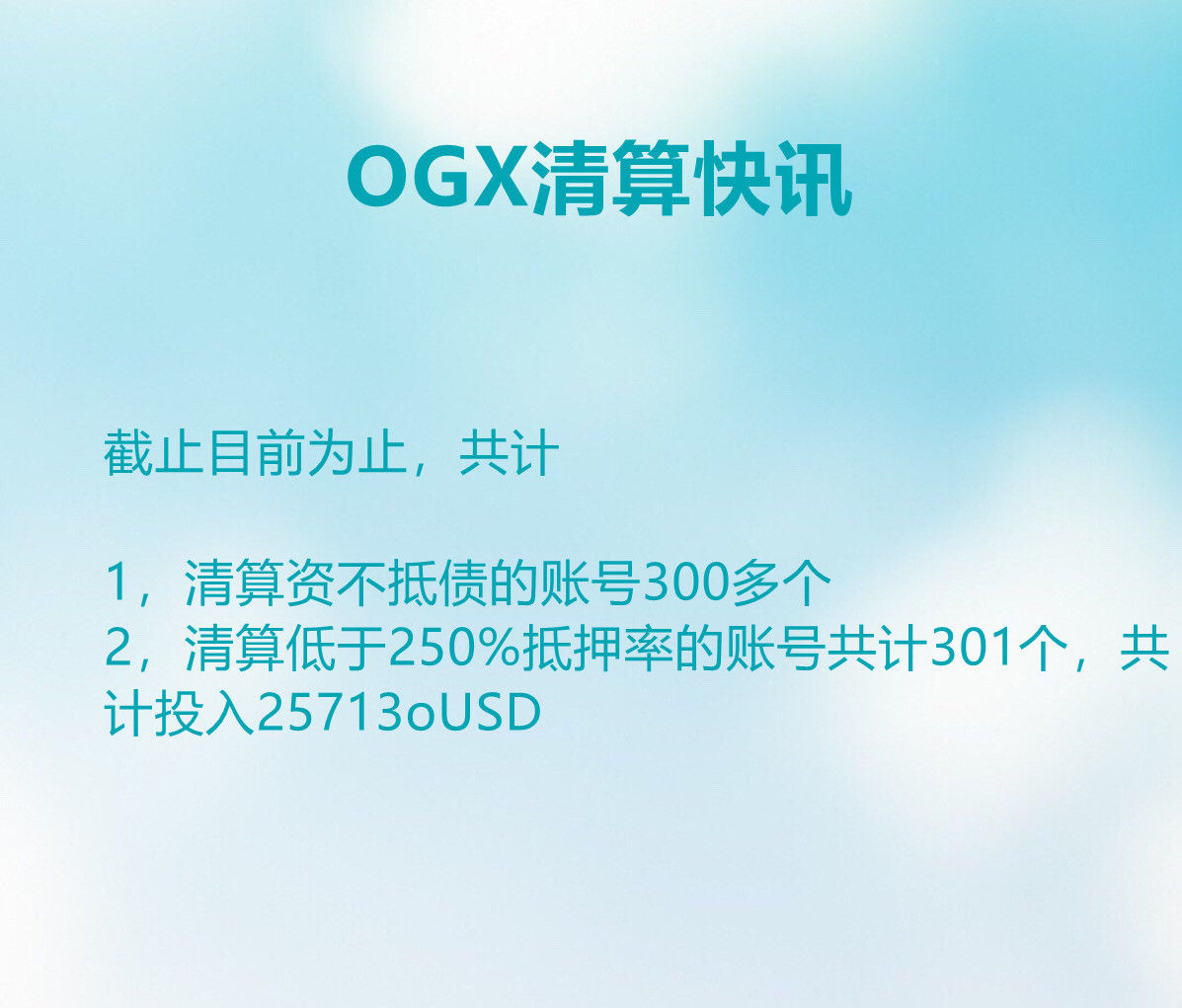 Update for the liquidation, To Be Continued today