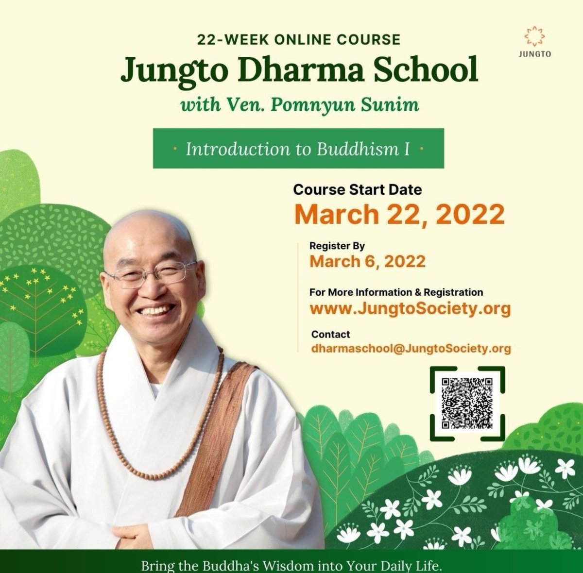 #영어불교대학 

Bring the Buddha's Wisdom into Your Daily Life

forms.gle/px8JkNvt6RM25t…

법륜스님과 함께 하는 영어 불교대학
온라인 수강신청 지금 접수중!

#법륜스님 #정토불교대학 #불교대학 #법륜스님즉문즉설