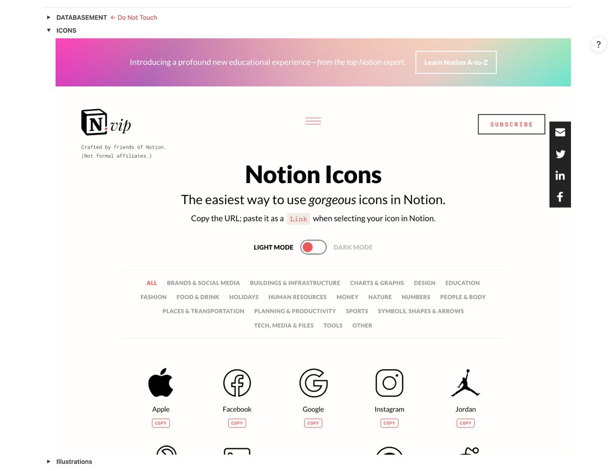 rhythmproductiv's tweet image. @NotionHQ Icon Hack!
Do you love the NotionVIP icons shared by @WilliamNutt?
Tuck a NotionVIP icons website embed in a toggle at the bottom of your page to copy new icons from directly inside your #Notion workspace. 😉
#notiontwt #notionhack #notiontip