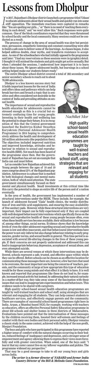 Nachiket Mor (@nachiketmor) on Twitter photo I suggest here that there is real value in following the example of Dholpur in Rajasthan & offering high-quality school-based sexual-health education programs to adolescents. This piece has been published in multiple state-level newspapers thanks to <a href="/TheBillionPress/">The Billion Press</a> I suggest here that there is real value in following the example of Dholpur in Rajasthan & offering high-quality school-based sexual-health education programs to adolescents. This piece has been published in multiple state-level newspapers thanks to <a href="/TheBillionPress/">The Billion Press</a>