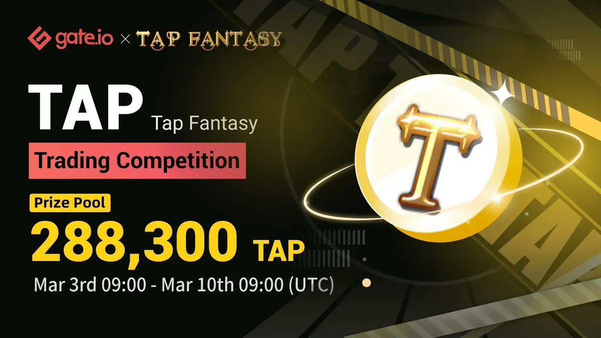 🚀 Bitcoin fly, time to #TAP: 288,300 $TAP Up for Grabs! 💰

Competition ⏰: Mar 3 to Mar 10, 9:00 UTC

🎁GIVEAWAY🎁
✅Follow @gate_io &amp; <a href="/tapfantasy2021/">TapFantasy</a>
✅Like &amp; RT
20 lucky users will win 600 $TAP each  🧧

Join: gate.io/en/article/254…
Details: gate.io/article/25484?…

#Gateio