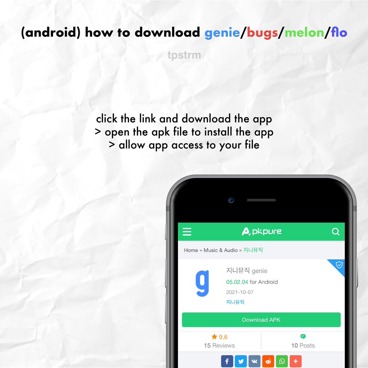 tpstrm's tweet photo. How to download Genie music app? ⬇️

(Android) https://t.co/NpSS7z0SYQ https://t.co/aTKOaAVl9w