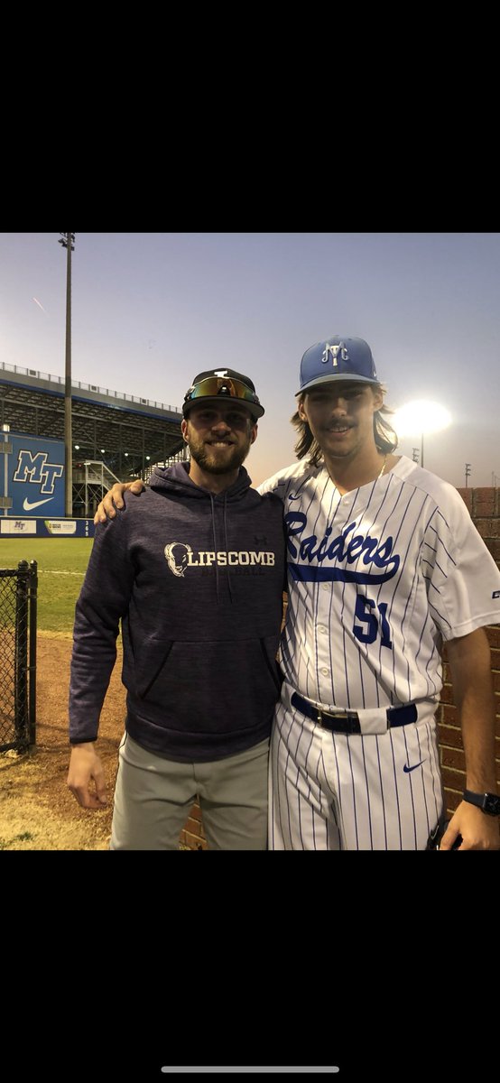 Great to see two of our former Ps in the college bullpens tonight as <a href="/averygunn24/">aves</a> and <a href="/TSills10/">Tyler Sills</a> connected after the Lipscomb-MTSU. Both guys can still #RepTheK!