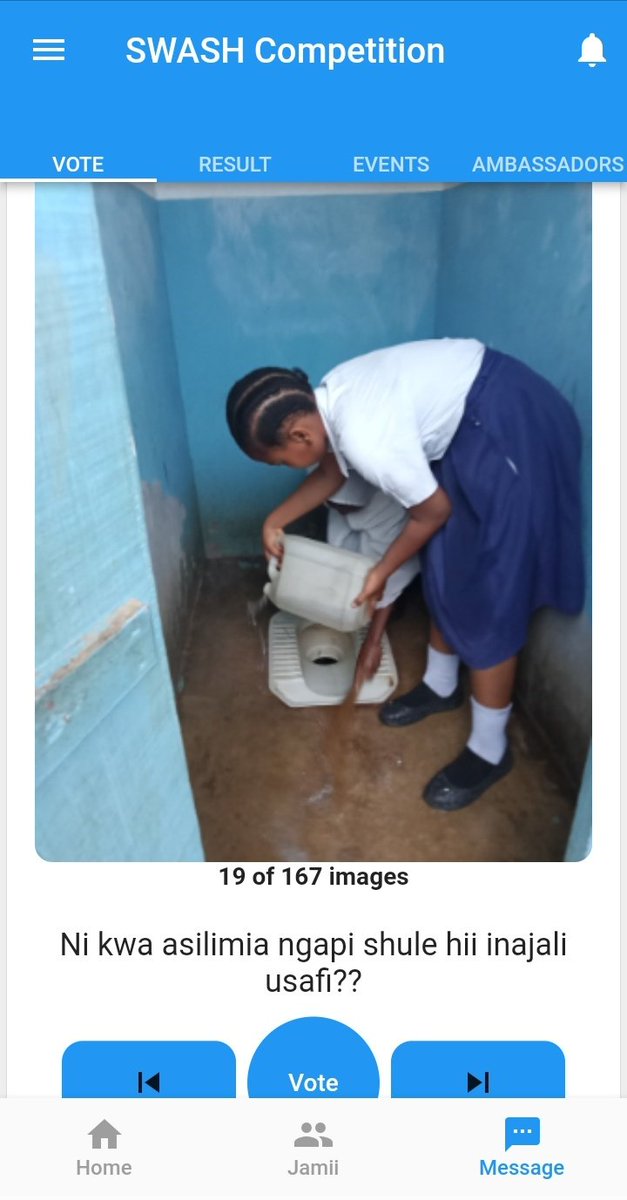 Y4CLab's tweet photo. Pigia kura Kiwango cha usafi wa vyoo vya shule za msingi kutoka Ilala kupitia App ya #SWASHcompetition iliyoko playstore

Pia tupe maoni yako kuhusu miumdombinu ya usafi mashuleni

@coict_udsm @UNICEFTanzania @hellenMaziku @EmaSuleTheGreat @JohnMbundi @tranceTeo @Geuyah @AgnithaJ https://t.co/yEQSiKSud5