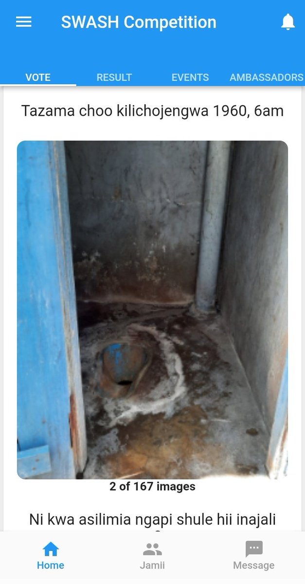 Y4CLab's tweet photo. Pigia kura Kiwango cha usafi wa vyoo vya shule za msingi kutoka Ilala kupitia App ya #SWASHcompetition iliyoko playstore

Pia tupe maoni yako kuhusu miumdombinu ya usafi mashuleni

@coict_udsm @UNICEFTanzania @hellenMaziku @EmaSuleTheGreat @JohnMbundi @tranceTeo @Geuyah @AgnithaJ https://t.co/yEQSiKSud5